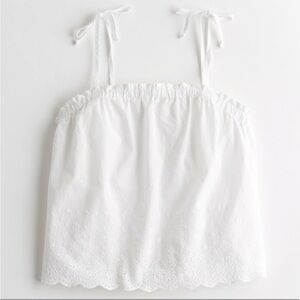 Hollister Gilly Hicks Tie Shoulder Ruffle Sleep Tank Top White XS Eyelet